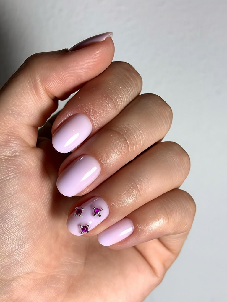 Capsules gel avec dégradé baby-color et détail chromé